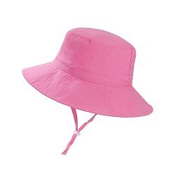 Mädchen Sonnenhut Kinderhut Fischerhut Sommer Verstellbarer Hut mit Breiter Krempe UV-Schutz UPF 50+ für den Urlaub Reise Outdoor-Aktivitäten (Rosa) von ISIYINER