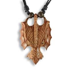 ISLAND PIERCINGS Anhänger aus Holz Drachen Halskette längenverstellbar N255 von ISLAND PIERCINGS