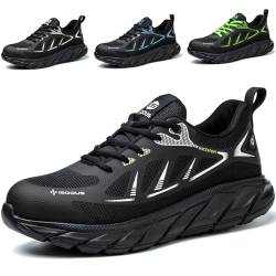 ISOOUS Arbeitsschuhe Herren Sicherheitsschuhe Damen Stahlkappenschuhe Sportlich Atmungsaktiv Schutzschuhe rutschfest Schwarz 39 von ISOOUS