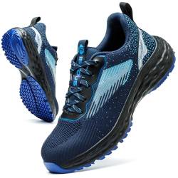 ISOOUS Sicherheitsschuhe Herren Arbeitsschuhe Damen Leicht Stahlkappenschuhe rutschfest Sportlich Atmungsaktiv Schutzschuhe Blau 39 EU von ISOOUS