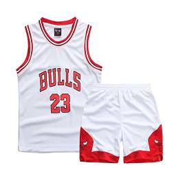 ISOVNUS Geek UP Kleine Jungen 2er-Set Basketball Trainings Ärmellos Trikot und Hose, Little Boys Basketball Training Jersey (5-6 Jahre, M, Weiß) von ISOVNUS