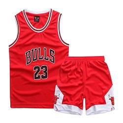 ISOVNUS Geek UP Kleine Jungen 2er-Set Basketball Trainings Ärmellos Trikot und Hose, Little Boys Basketball Training Jersey (7-8 Jahre, S, Rot) von ISOVNUS