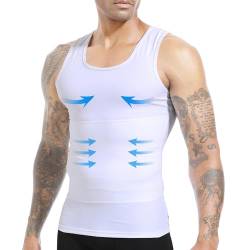 ISUP Herren-Kompressions-Tank-Top, Shapewear, Weiss/opulenter Garten, XL von ISUP