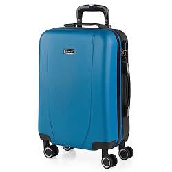 ITACA - Handgepäck Koffer Trolley - Reisekoffer Mit Rollen und Reisekoffer Hartschalenkoffer für Vielreisende 71150, Blau-Anthrazit von ITACA