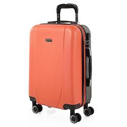 ITACA - Handgepäck Koffer Trolley - Reisekoffer Mit Rollen und Reisekoffer Hartschalenkoffer für Vielreisende 71150, Koralle-Anthrazit von ITACA