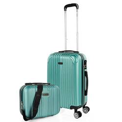 ITACA - Kosmetikkoffer Hartschale Groß, Beautycase Damen, Trolley & Handgepäck Koffer: Beauty Case Hartschale, Kosmetik Koffer, Kosmetiktasche Groß - Ideal für Reisen! T71535, Aquamarine von ITACA