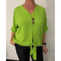 ITALY VIBES Kurzarmbluse - Bluse ESTELA - geknotet - gratis Kette - ONE SIZE passt hier Gr. S - XXL, - mit gratis Kette von ITALY VIBES