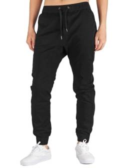 ITALYMORN Joggerhose für Männer Chino Jogging Hose Casual Stoff Hose Chinohose Sporthose Slim Fit L Schwarz von ITALYMORN