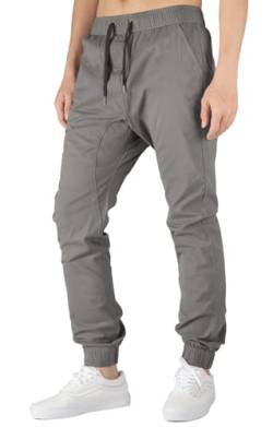 ITALYMORN Jogginghose Herren Hose Jogger Chino Baumwolle Freizeithose mit Taschen 2XL Mitte Grau von ITALYMORN