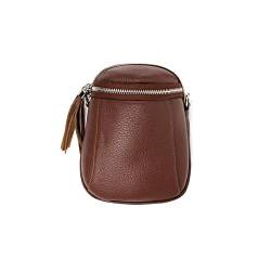 Made in Italy Damen Leder Tasche Umhängetasche Schultertasche Handytasche Geldtasche Ledertasche Crossbody Abendtasche Mini Bag Braun von ITALYSHOP24-COM