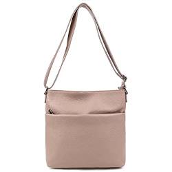 OBC Made in Italy Damen Leder Tasche Umhängetasche Crossbody Schultertasche City Bag Crossover Ledertasche Damentasche CrossBag Antikrosa von ITALYSHOP24-COM