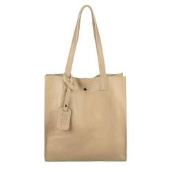 Damen Leder Tasche Set 2in1 Shopper Schultertasche HOBO Bag Umhängetasche Schmucktasche DIN-A4 HellTaupe von ITALYSHOP24.COM