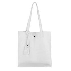 Damen Leder Tasche Set 2in1 Shopper Schultertasche HOBO Bag Umhängetasche Schmucktasche DIN-A4 Weiß von ITALYSHOP24.COM