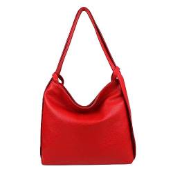 ITALYSHOP24.COM OBC Damen Tasche Rucksack 2 in 1 Umhängetasche Schultertasche Umhängetasche Daypack Leder Rucksacktasche Shopper Backpack Freizeitrucksack (Rot (echtes Leder)) von ITALYSHOP24.COM