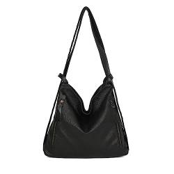 ITALYSHOP24.COM OBC Damen Tasche Rucksack 2 in 1 Umhängetasche Schultertasche Umhängetasche Daypack Leder Rucksacktasche Shopper Backpack Freizeitrucksack (Schwarz) von ITALYSHOP24.COM