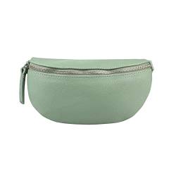 Made in Italy Damen Leder Gürteltasche Crossbody Hüfttasche Bauchtasche Umhängetasche Brusttasche Crossover Bodybag Schultertasche Handytasche Geldtasche OBC Tasche Schminktasche Kosmetiktasche Mint von ITALYSHOP24.COM