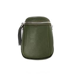 Made in Italy Damen Leder Tasche Umhängetasche Schultertasche Handytasche Geldtasche Ledertasche Crossbody Abendtasche Mini Bag Olivgrün von ITALYSHOP24.COM