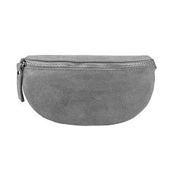 Made in Italy OBC Damen Leder Tasche Gürteltasche Crossbody Hüfttasche Bauchtasche Hüfttasche Umhängetasche Cross-Over Bodybag Schultertasche Handytasche Geldtasche (Grau. (Wildleder)) von ITALYSHOP24.COM