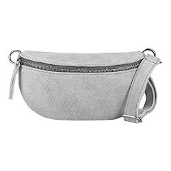 Made in Italy OBC Damen Leder Tasche Gürteltasche Crossbody Hüfttasche Bauchtasche Hüfttasche Umhängetasche Cross-Over Bodybag Schultertasche Handytasche Geldtasche (Hellgrau (Wildleder)) von ITALYSHOP24.COM