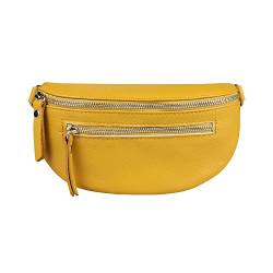 Made in Italy OBC Damen Leder Tasche Gürteltasche Crossbody Hüfttasche Bauchtasche Hüfttasche Umhängetasche Cross-Over Bodybag Schultertasche Handytasche Geldtasche (V2 Senfgelb) von ITALYSHOP24.COM