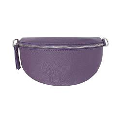 Made in Italy OBC Damen Leder Tasche Gürteltasche Crossbody Hüfttasche Bauchtasche Hüfttasche Umhängetasche Cross-Over Bodybag Schultertasche Handytasche Geldtasche (Violett) von ITALYSHOP24.COM