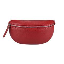 Made in Italy OBC Damen Leder Tasche Gürteltasche Crossbody Hüfttasche Bauchtasche Hüfttasche Umhängetasche Cross-Over Bodybag Schultertasche Handytasche Geldtasche Dunkelrot von ITALYSHOP24.COM