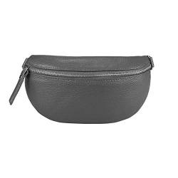 Made in Italy OBC Damen Leder Tasche Gürteltasche Crossbody Hüfttasche Bauchtasche Hüfttasche Umhängetasche Cross-Over Bodybag Schultertasche Handytasche Geldtasche Grau von ITALYSHOP24.COM