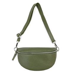 Made in Italy OBC Damen Leder Tasche Gürteltasche Crossbody Hüfttasche Bauchtasche Hüfttasche Umhängetasche Cross-Over Bodybag Schultertasche Handytasche Geldtasche Grün - Kiwi von ITALYSHOP24.COM