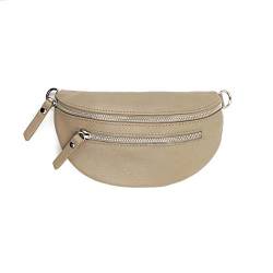 Made in Italy OBC Damen Leder Tasche Gürteltasche Crossbody Hüfttasche Bauchtasche Hüfttasche Umhängetasche Cross-Over Bodybag Schultertasche Handytasche Geldtasche V2 Taupe von ITALYSHOP24.COM