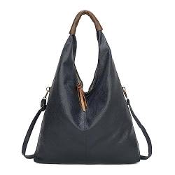 OBC Damen Tasche Shopper Schultertasche Handtasche Umhängetasche Freizeittasche Leder Optik Beuteltasche Blau von ITALYSHOP24.COM