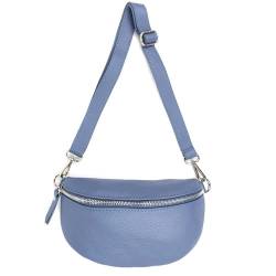 Made in Italy Damen Leder Tasche Gürteltasche Crossbody Hüfttasche Bauchtasche Umhängetasche Wildleder Brusttasche Crossover Bodybag Schultertasche Handytasche Geldtasche Jeansblau (Leder) von ITALYSHOP24