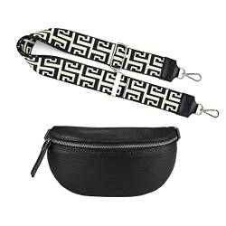 Made in Italy OBC Damen Set Gürteltasche + Schultergurt Leder Crossbody Hüfttasche Bauchtasche Umhängetasche Brusttasche Crossover Bag Schultertasche Handytasche Geldtasche Schwarz S (22cm) von ITALYSHOP24