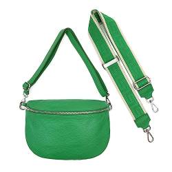 Made in Italy OBC Damen Set Gürteltasche + Schultergurt Leder Crossbody Hüfttasche Bauchtasche Umhängetasche Brusttasche Crossover Bodybag Schultertasche Handy Geldtasche Tasche Grün S Gürtel von ITALYSHOP24