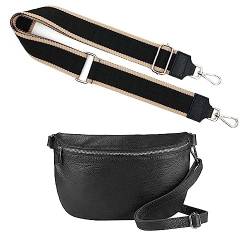 Made in Italy OBC Damen Set Gürteltasche + Schultergurt Leder Crossbody Hüfttasche Bauchtasche Umhängetasche Brusttasche Crossover Bodybag Schultertasche Handy Geldtasche Tasche Schwarz S Gürtel von ITALYSHOP24