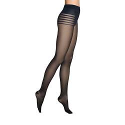 ITEM m6 - TRANSLUCENT Stripes Panty TIGHTS Damen | marine | L | L1 | Semi-Transparente Kompressionsstrumpfhose mit Muster im 20 DEN Look von ITEM m6