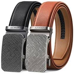 ITIEZY Gürtel Herren, Gürtel Ratsche Automatikschließe Business Anzug Gürtel für Herren 35mm Breit Ledergürtel 2 Stücke von ITIEZY