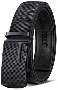 ITIEZY Herren Gürtel, Gürtel Nylon Ratsche Automatikschließe Business Anzug Gürtel für Männer 35mm Breit Ledergürtel 2 Stücke,Größe Angepasst von ITIEZY