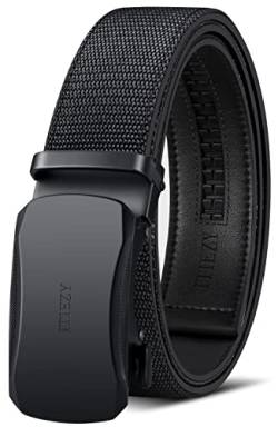 ITIEZY Herren Gürtel, Gürtel Nylon Ratsche Automatikschließe Business Anzug Gürtel für Männer 35mm Breit Ledergürtel 2 Stücke,Größe Angepasst von ITIEZY