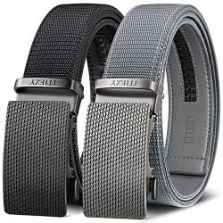 ITIEZY Herren Gürtel, Gürtel Nylon Ratsche Automatikschließe Business Anzug Gürtel für Männer 35mm Breit Ledergürtel 2 Stücke,Größe Angepasst von ITIEZY