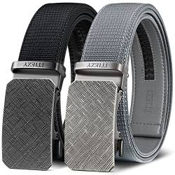 ITIEZY Herren Gürtel, Gürtel Nylon Ratsche Automatikschließe Business Anzug Gürtel für Männer 35mm Breit Ledergürtel 2 Stücke,Größe Angepasst von ITIEZY