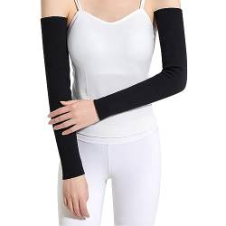 Armwärmer Winter Lang Armstulpen Plüschfutter Ellenbogenbandage Atmungasaktiv Ärmlinge Elastisch Armschutz Armbandage Thermo Ellenbogenwärmer Unisex Kompressionsärmel für Oberarm Unterarm Schwarz L von ITODA