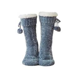 Hausschuhe Socken Damen Hüttensocken Winter Kuschelsocken Mädchen Stoppersocken Plüschfutter Warm Wintersocken Rutschfest Hüttenschuhe Flauschig Strick Haussocken Indoor Weihnachtssocken Geschenk von ITODA