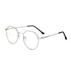 ITODA Brille Blaulichtfilter Computerbrille Retro Brillenfassungen Damen Herren Nerdbrille Klassisch Dekobrille Ohne Stärke Lesebrille Metall Streberbrille mit Brillenetui Pantobrille für PC Handy von ITODA