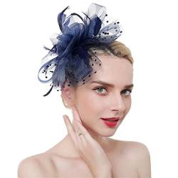 ITODA Fascinator Damen Feder Haarschmuck Hut Mesh Schleier Haarschmuck mit Haarklammer Stirnband Vintage Haarreif Elegant Damenhut Blumen Partyhut Kirche Brautparty Hochzeit Cocktail Beerdigung von ITODA