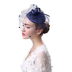 ITODA Fascinator Hut Netz Feder Hochzeitshut Retro Damen Netzschleier mit Haarclip Pillbox Hut Braut Haarschmuck Hochzeit Party Haarspange mit Blumen Hochzeitshut 20er Kopfschmuck Teeparty Kirche von ITODA