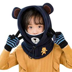 ITODA Kapuzenschal Kinder Schalmütze Kindermütze Winddichte Balaclava Winterschal mit Kapuze Schalhut Mädchen Jungen Gesichtswärmer Wintermütze Nackenwärmer Kinderhut Sturmhaube für Fahrrad Skilaufen von ITODA