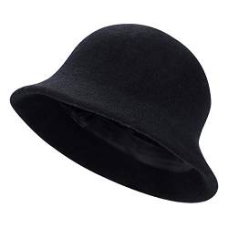 ITODA Wollmütze Winter Filzhut Damen Fedora Filzmütze Warm Wintermütze Mädchen Winterhut Filz Damenmütze Wollhut Weich Damenhut Einfarbig Schlapphut One Size Eimerhut für Outdoor Freizeit von ITODA