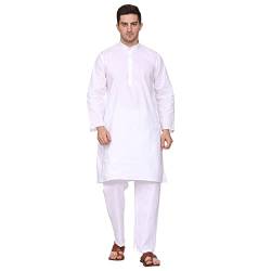 ITOS365 Kurta Herren-Pyjama-Set, Baumwolle, lässig, regulär, ethinisch, indisches Kleid, Weiß, Weiß, X-Large-XX-Large von ITOS365