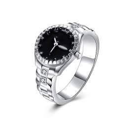 ITVIP WaiMeill Europa und Amerika Kreative Uhrenform Mode Persönlichkeit Ring Liebhaber Handschmuck 925 Versilberung Zirkon Ring (9, Silber) von ITVIP