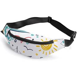 Cartoon Ships Fish Sun Waves Cartoon Ships Fish Sun Waves Bauchtasche, Sportgürteltasche für Erwachsene und Kinder für Männer und Frauen von IUBBKI